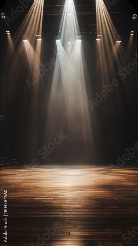 Empty stage  spotlight shining down