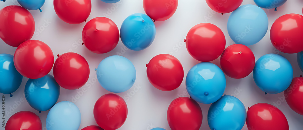 red and blue vibrant color balloons on solid background red and blue vibrant color balloons on solid background