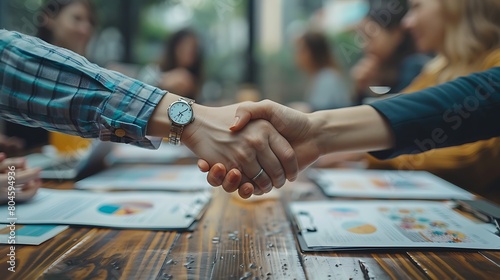 Capture an aerial shot of a significant educational partnership agreement, showing hands clasped over strategic plans and documents that outline collaborations between universities .