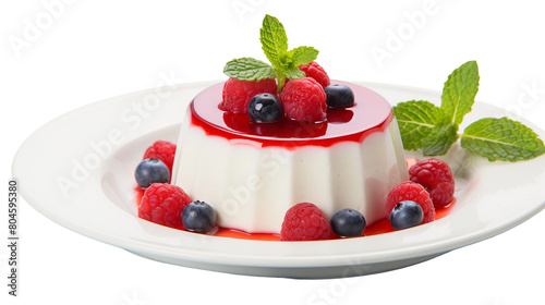 Homemade Italian Panna Cotta Dessert on Transparent Plate - Delicious Creamy Vanilla Treat for Gourmet Cuisine Photography