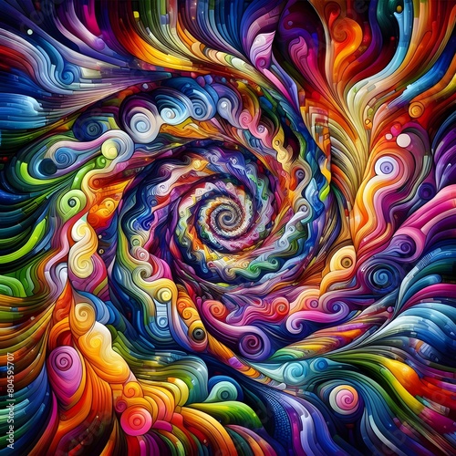 Psychedelic Vortex showcasing abstract colorful shapes in a cosmic display photo