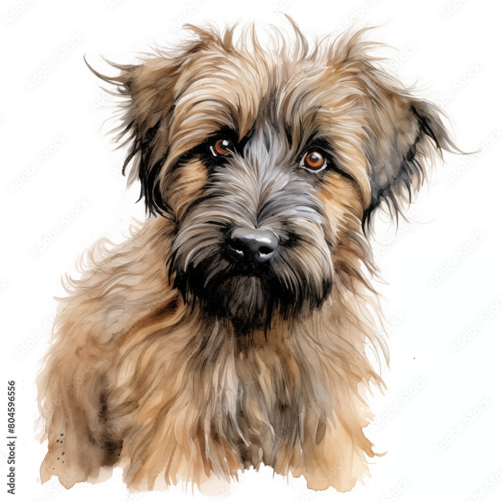 Briard dog. Puppy dog. Berger de Brie clipart. Watercolor illustration. Generative AI. Detailed illustration. Briard dog. Puppy dog. Berger de Brie clipart. Watercolor illustration. Generative AI. Detailed illustration.