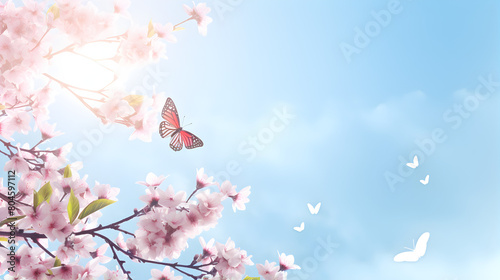 HD cherry blossom flowers wallpapers  butterflies in the sky