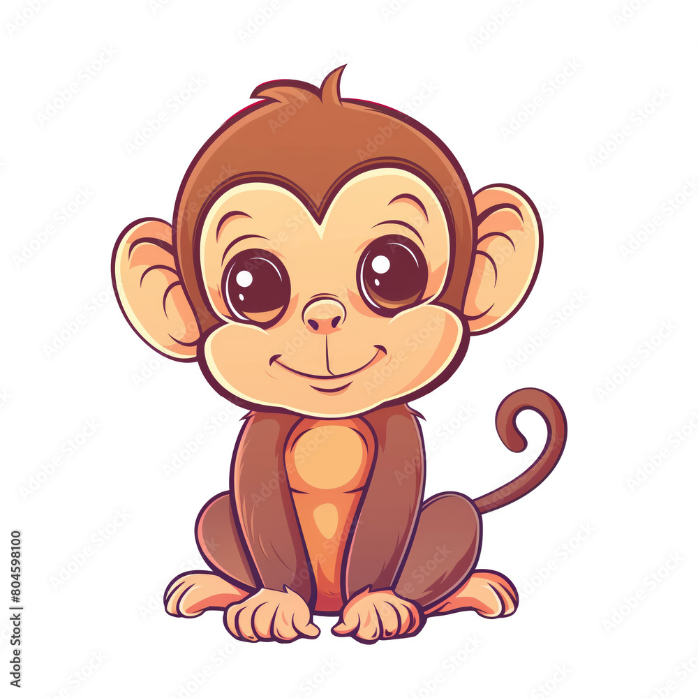 Fototapeta premium Happy little monkey cartoon character