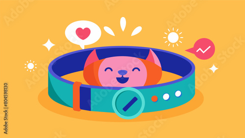 A pet mood tracker and health monitor in one This collar goes beyond emotions to track overall wellbeing.. Vector illustration