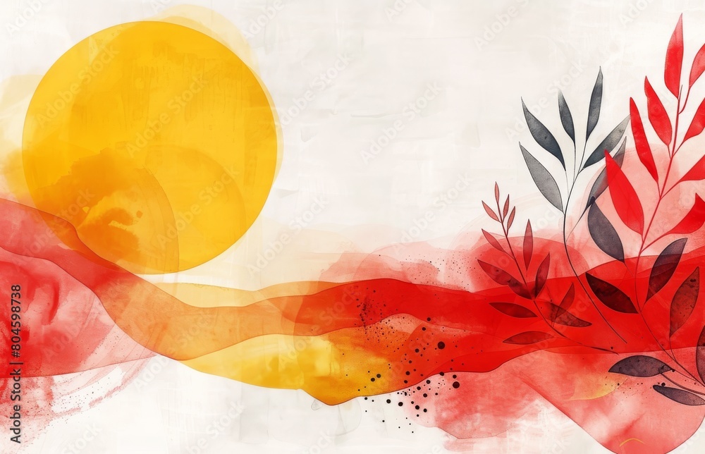 Minimalist red and yellow desktop wallpaper with abstract patterns ...