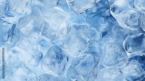 Close-Up of Ice Cubes on Blue Background