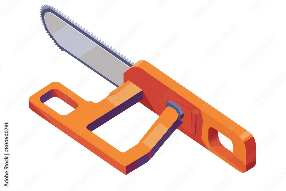 A large orange saw on a white background. Perfect for construction and DIY projects