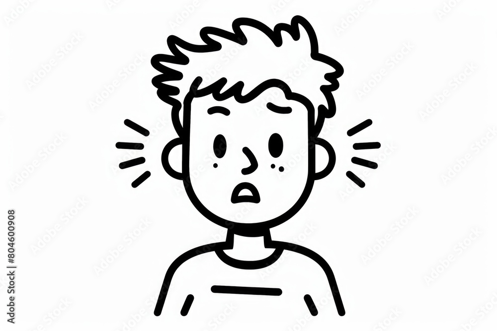 Detailed black and white drawing of a man with a surprised expression. Suitable for various design projects Detailed black and white drawing of a man with a surprised expression. Suitable for various design projects