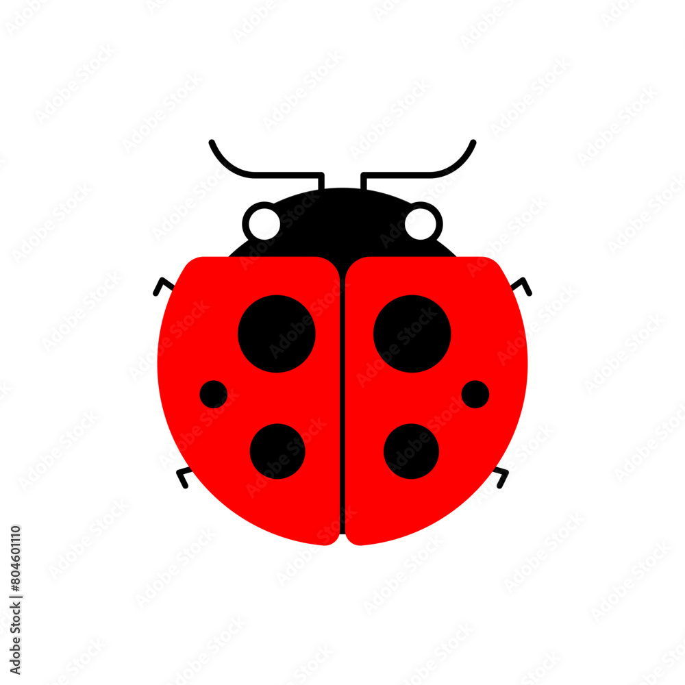 Fototapeta premium Flat hand drawn ladybug cartoon insect collection isolated on white background for childrens animal