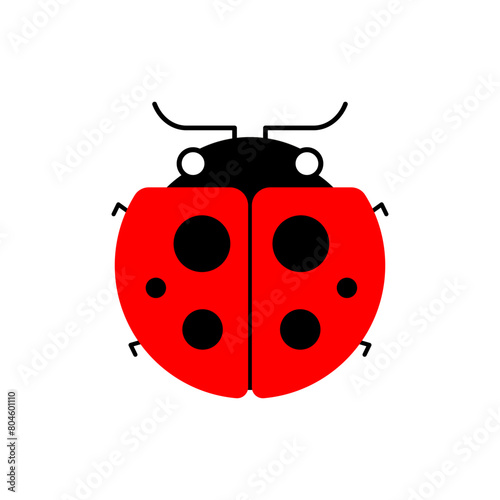 Flat hand drawn ladybug cartoon insect collection isolated on white background for childrens animal