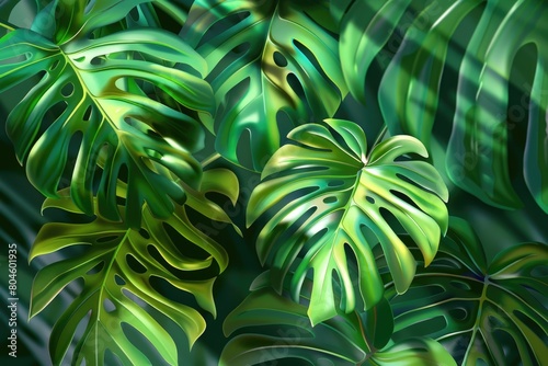 Detailed view of vibrant green leaves, perfect for nature concepts #804601935