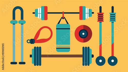 A range of resistance bands and weights specifically designed for users with limited hand or grip strength.. Vector illustration