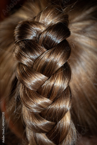 photo of shiny beautiful brown hair braided