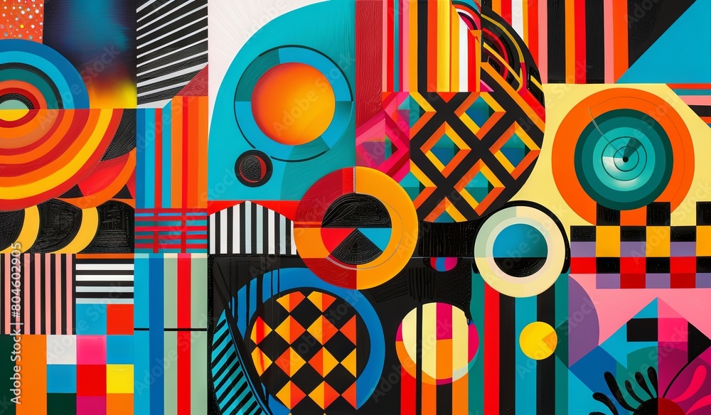 Multicolored abstract painting with various shapes Multicolored abstract painting with various shapes