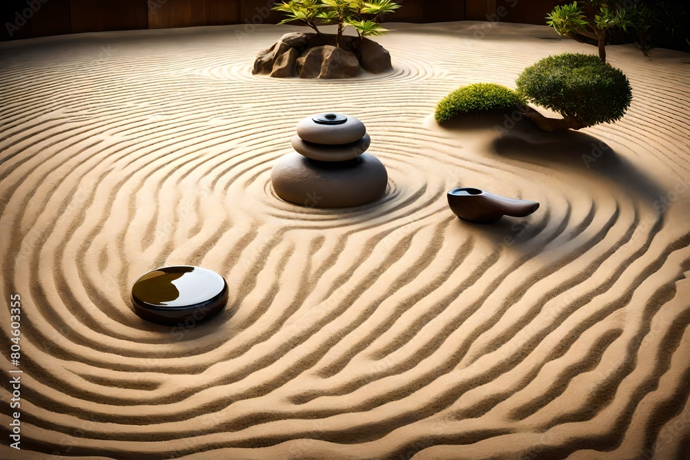 zen garden with zen stones