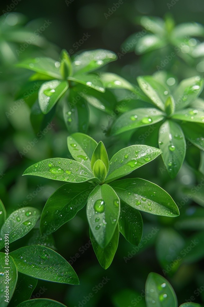 A close up of a plant with water droplets on it, AI A close up of a plant with water droplets on it, AI