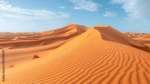 A desert landscape with a large sand dune in the middle, AI