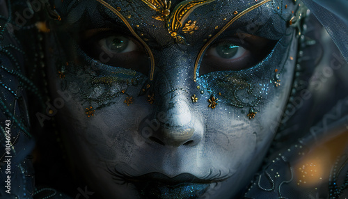 Recreation of woman eyes behind a venetian carnival mask photo