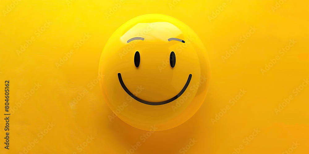 Fototapeta premium Gratitude (Bright Yellow): A simple smiley face representing thankfulness or appreciation