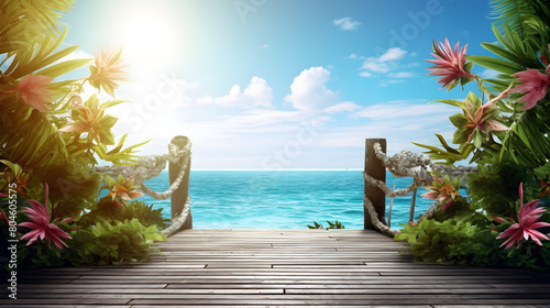 3d Rendering Of A Serene Seaview With A Solitary Beach Chair Background,