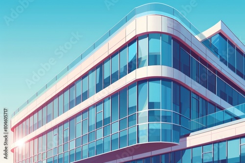 A large building with many windows on a sunny day. Ideal for business and architecture concepts