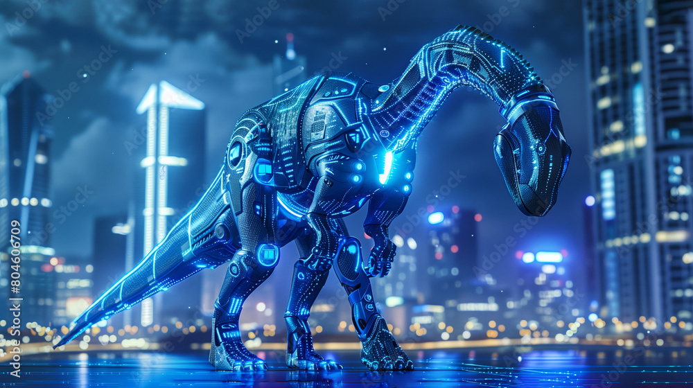 Futuristic Dinosaur in Neon City Futuristic Dinosaur in Neon City