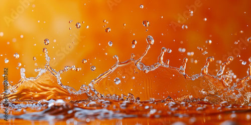Get mesmerized by the vibrant orange water splash close up in high definition 