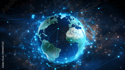 Abstract digital earth with global network and connections concept