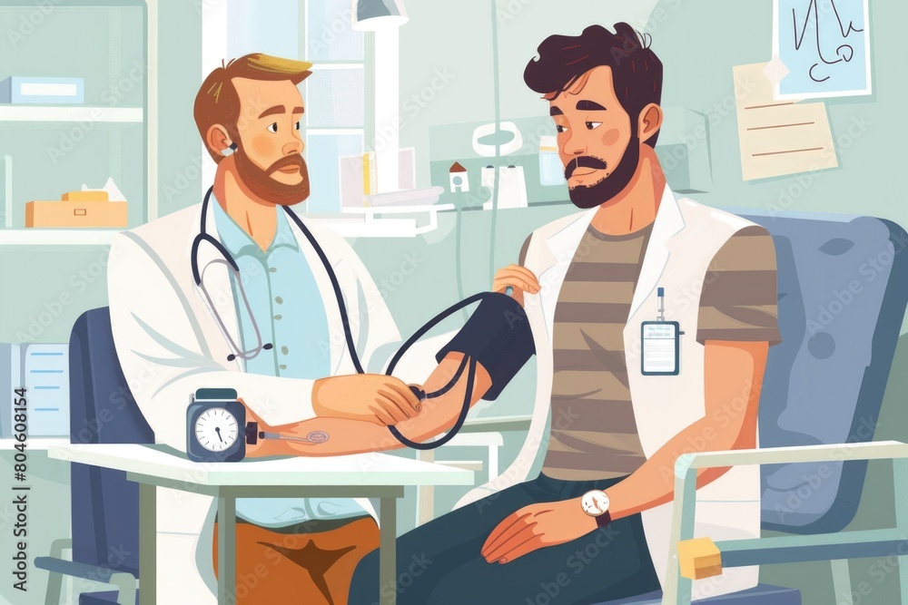 A doctor conducting a blood pressure check. Ideal for medical and healthcare concepts A doctor conducting a blood pressure check. Ideal for medical and healthcare concepts