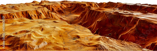 Martian landscape with red sand dunes cut out on transparent background photo