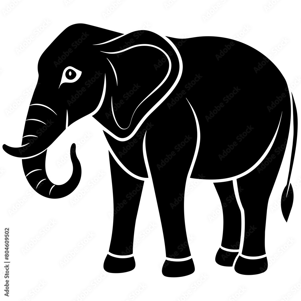 Obraz premium Elephant vector icon silhouette illustration art