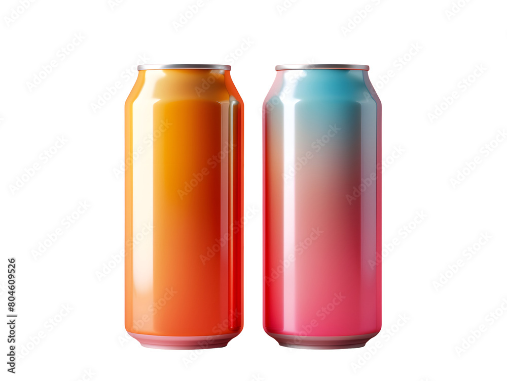3D illustration of gradient color drink cans 3D illustration of gradient color drink cans