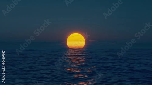 moon over a sea or ocean at night, midnight