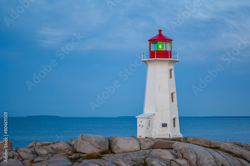 The historic Peggy s Cove Lighthouse in Nova Scotia  Canada.