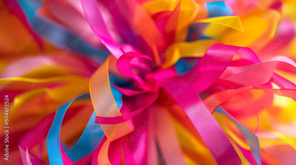 Vibrant of a cheerleading pompom with colorful ribbons Vibrant of a cheerleading pompom with colorful ribbons