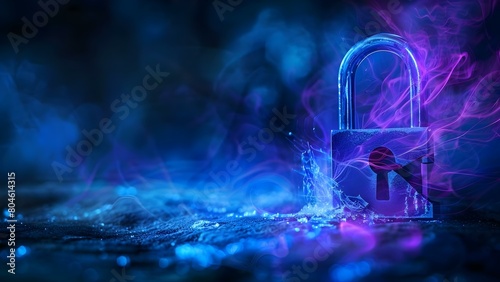 Digital image illustrating compromised security and vulnerability to data breaches. Concept Data breaches, Cybersecurity, Digital Security, Online Threats, Vulnerability