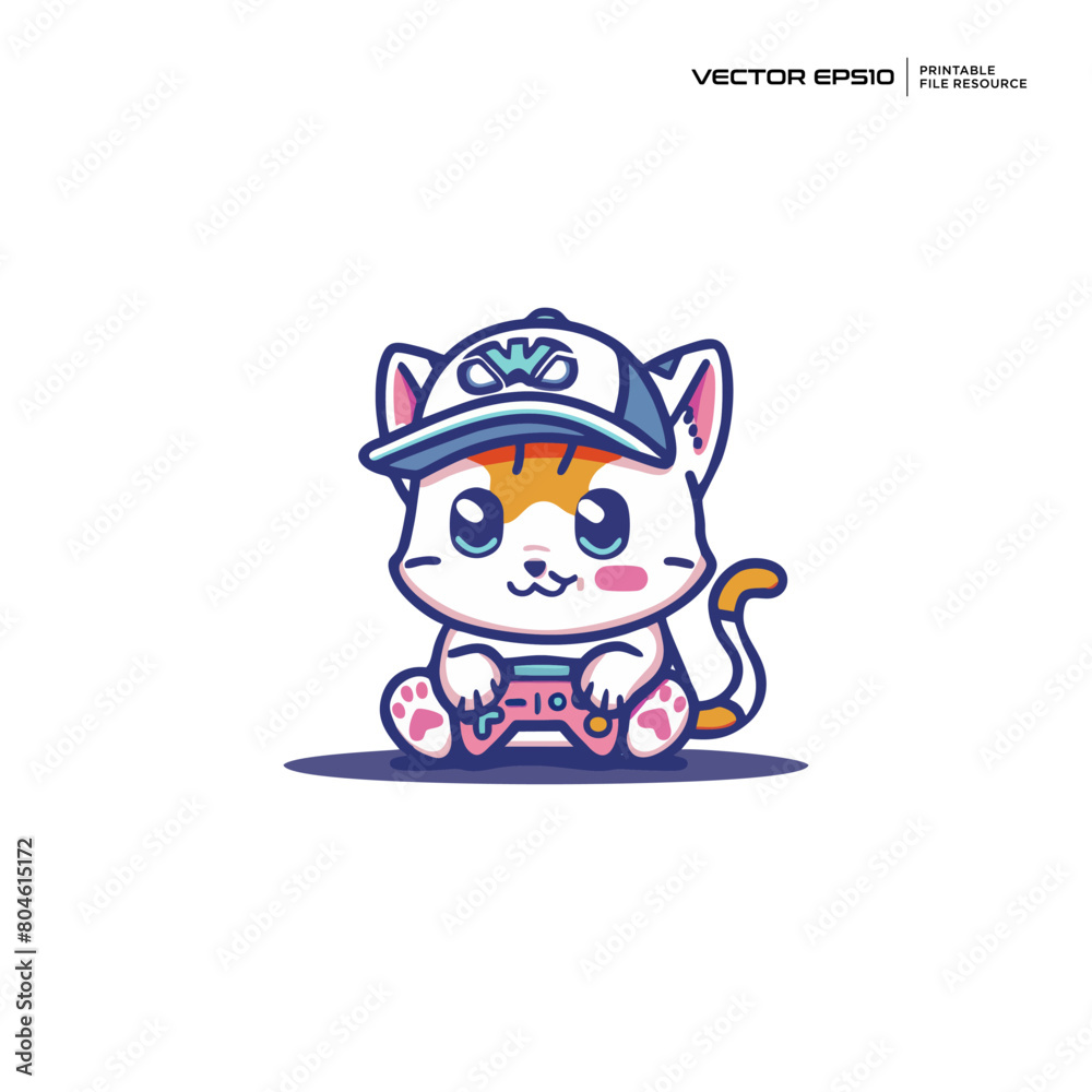 Fototapeta premium cute cats playing games, character, mascot, logo, design, vector, eps 10