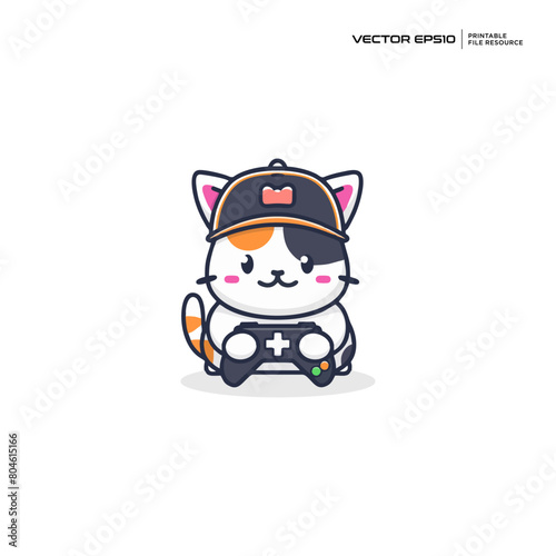 cute cats playing games, character, mascot, logo, design, vector, eps 10