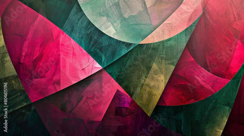 bold geometric shapes of woods green and magenta, ideal for an elegant abstract background