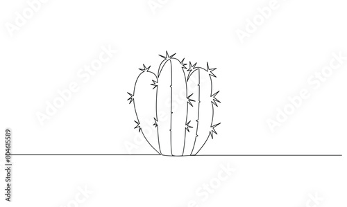 Vector continuous one simple single abstract silk line drawing of cactus isolated on white background