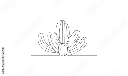 Vector continuous one simple single abstract silk line drawing of cactus isolated on white background