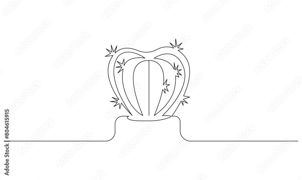 Fototapeta premium Vector continuous one simple single abstract silk line drawing of cactus isolated on white background