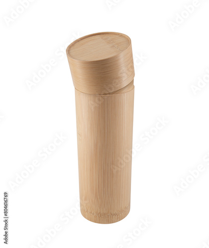Bamboo Tea Jar, Bamboo Container, Tea Storage Box isolated on white background