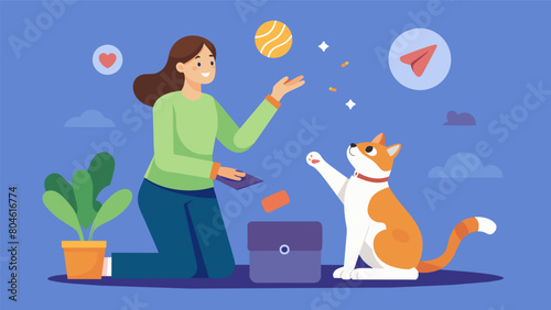A proud pet owner showcases their welltrained cat who can now perform various tricks thanks to the interactive pet apps stepbystep tutorials and. Vector illustration