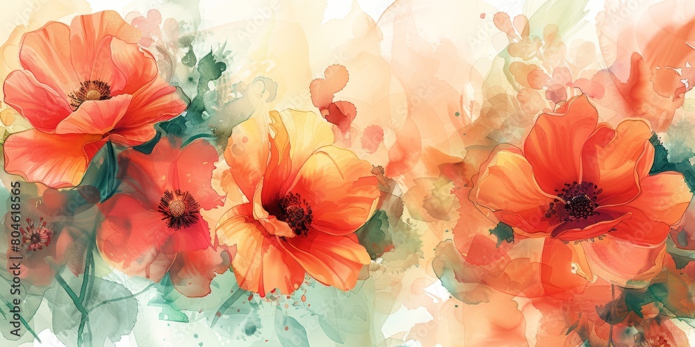 Whimsical Floral Illustration with Watercolor Effect Generative AI