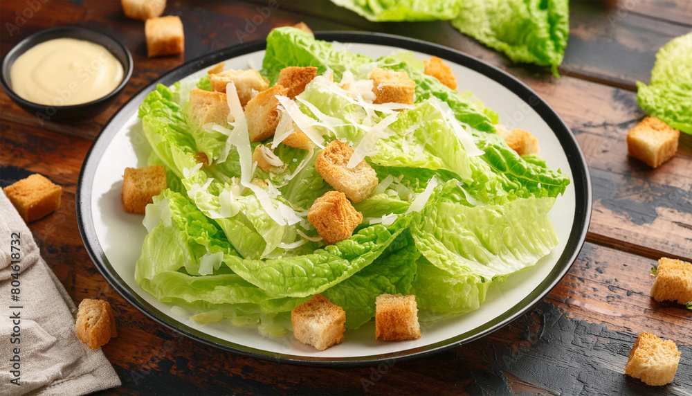 Classic Caesar salad, romaine lettuce with croutons, parmesan, and creamy dressing.