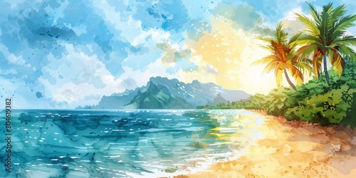 Summer Beach Illustrations for Banners and Cards Generative AI