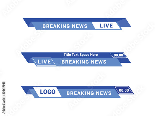 TV News Bars Set Vector. Breaking news lower third. Streaming Video News Sign. Sport News.