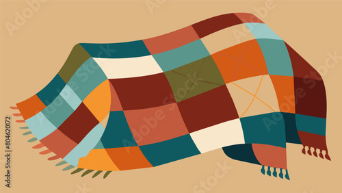 A oneofakind throw blanket made from a patchwork of vintage linens in varying textures and prints.. Vector illustration